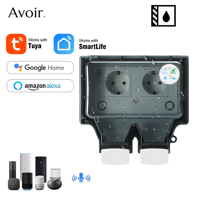 Outdoor Power Hub - Tuya-enchufes eléctricos de pared Ip66, toma