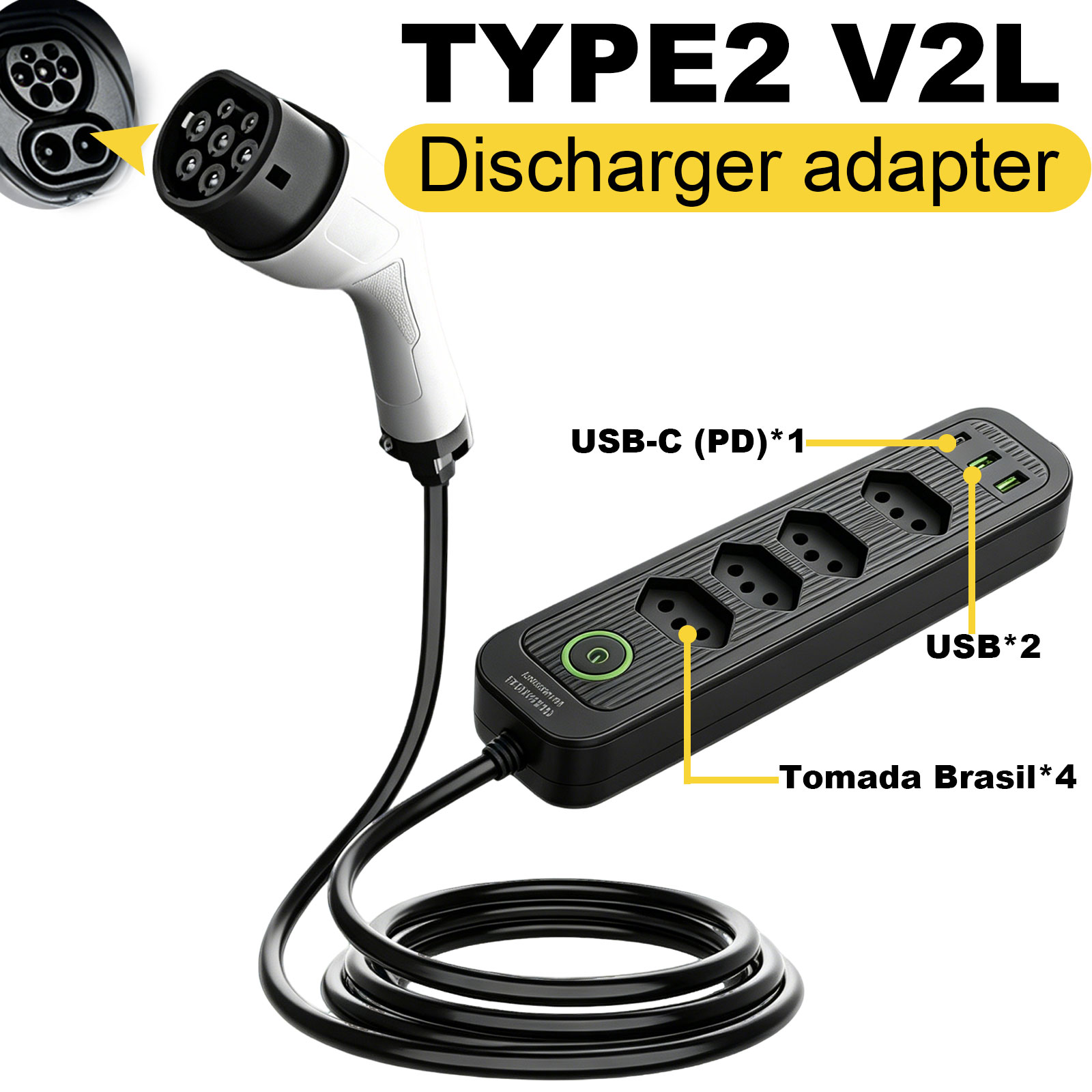 Outdoor Power Hub - Adaptador de Descarga Tipo 2 V2L