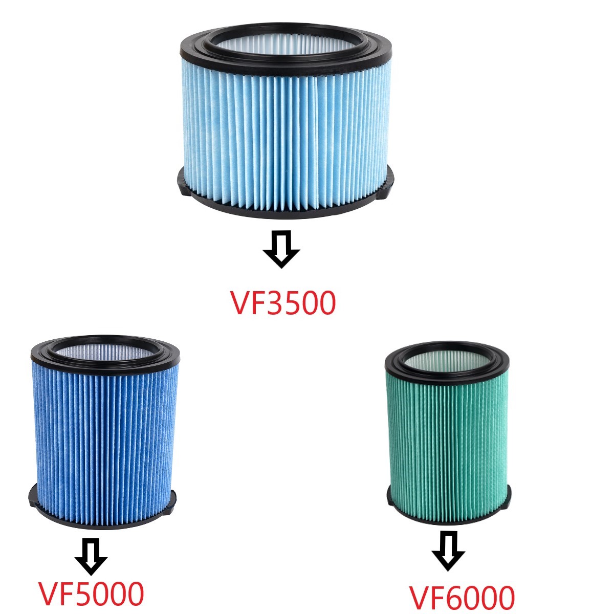 Wet Dry Vacuum Shop - Filtro de Repuesto Estándar VF6000 VF5000